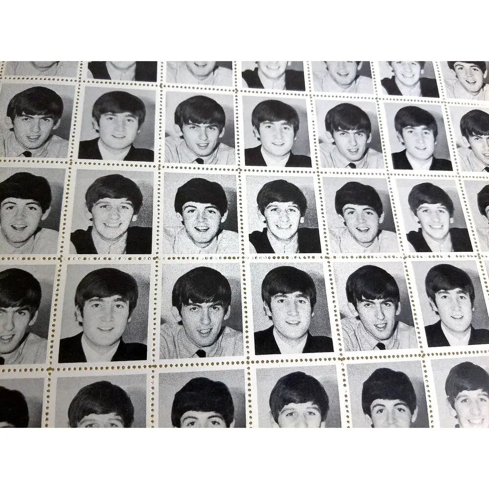 Vintage The Beatles Black And White Photo Stamp Sheet - Picture 2 of 5